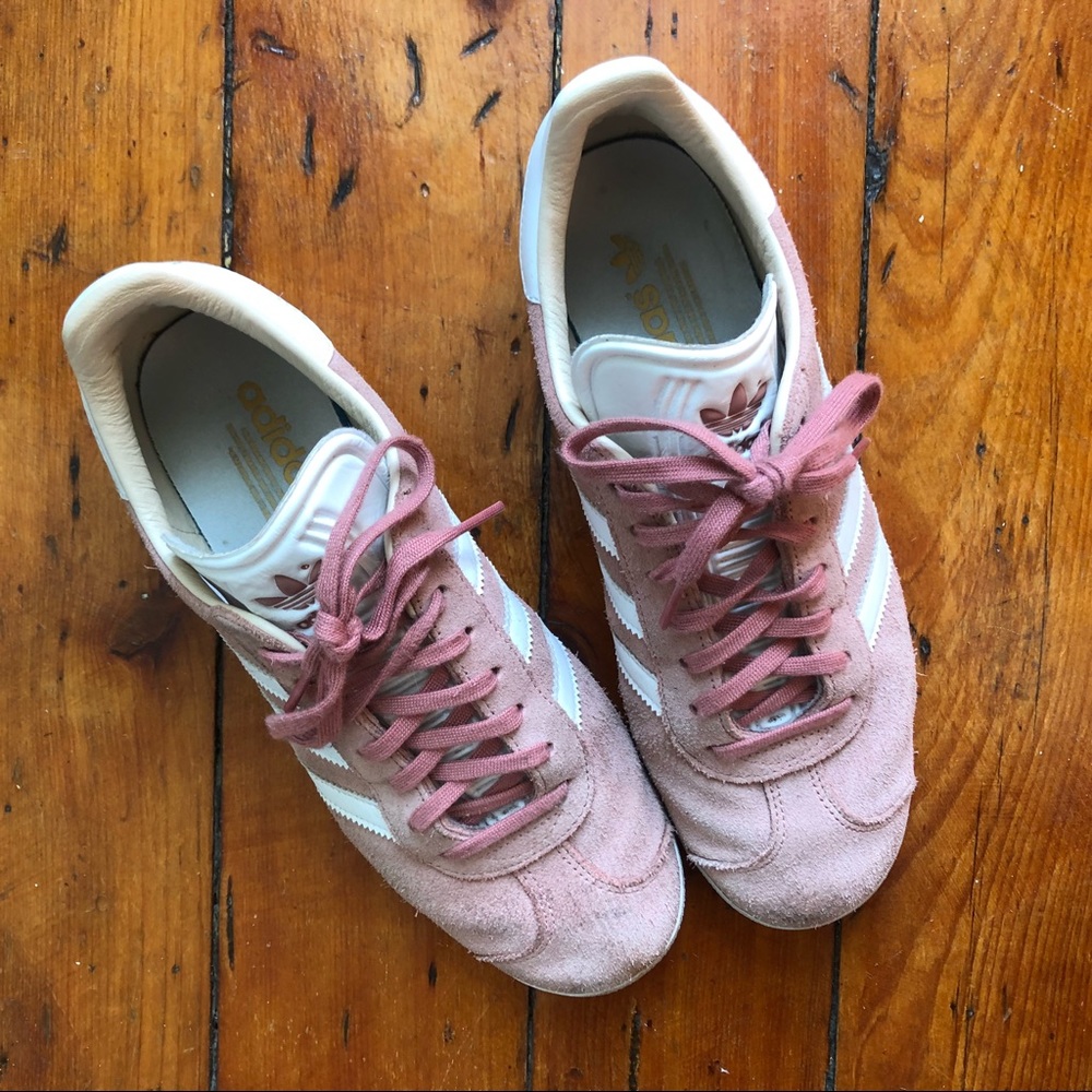 Adidas pink suede gazelles